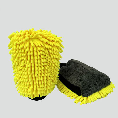 Coral fleece Car Wash Mitt Extra Large Size Microfiber Wash Mitt Double Sided Chenille Scratch Free Car Wash Glove