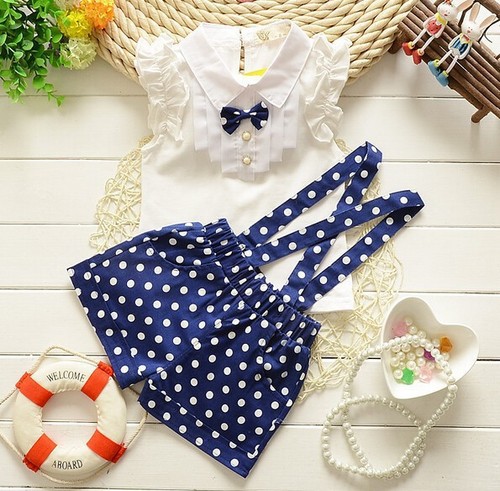 Cute new born baby girl summer clothes sets baby girl outfits blue Red dot shorts and pant from China Zhejiang Huzhou