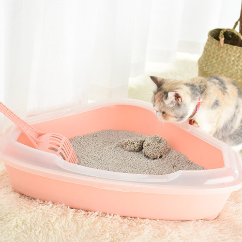 Cats Litter Box Pet Toilet Basin Semi-Closed Sandbox Cat Cleaning Bath Basin Plastic Cat Litter Bedpan
