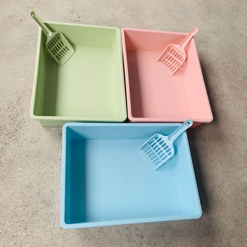   Color Easy Cleaning Durable Cat Litter Tray Plastic Cat Toliet Pet Sandbox Big Cat Litter Box