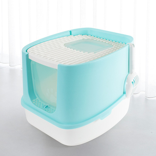 Cat Litter Box Fully Enclosed Anti-splash Cat Toilet Deodorant Pet Cleaning Supplies with Cat Litter