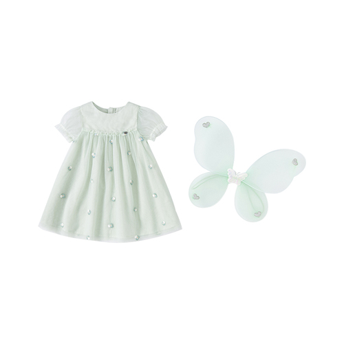 DB2221362 dave bella summer baby girls fashion floral dress with small wing party dress children girl infant lolita 2pcs