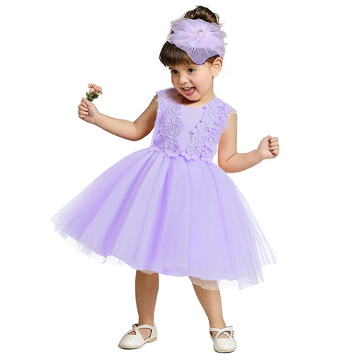 Fashion Children Baby Girl Summer Clothes Baby's First Birthday Lace Dress Girls Sleeveless Party Dress