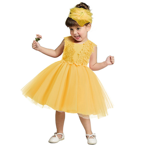Fashion Children Baby Girl Summer Clothes Baby's First Birthday Lace Dress Girls Sleeveless Party Dress