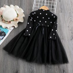 Autumn Long Sleeves Toddler Baby Girl  Dress Kids Floral Girls Dresses Outfits Dots Children Clothes 1 2 3 4 5 Years Ves