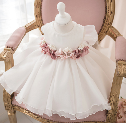 Handcraft 100% Cotton  Baby Girl Flower Skirt Boutique Clothing Sleeveless Tulle Party Princess Dress