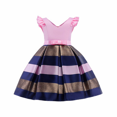 YSMARKET New sweet bow stripes princess dress of girls Baby girl christmas party dress
