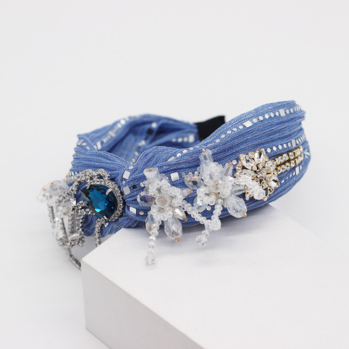 Fashion Women Full Jewelry Hair Hoop Glitter Rhinestone Tassel Chain Bandana Crystal Floral Pleated Twist Knot Vintage H