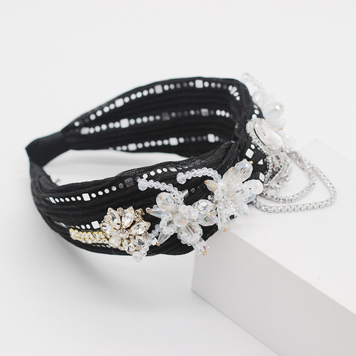 Fashion Women Full Jewelry Hair Hoop Glitter Rhinestone Tassel Chain Bandana Crystal Floral Pleated Twist Knot Vintage H