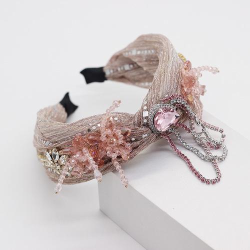 Fashion Women Full Jewelry Hair Hoop Glitter Rhinestone Tassel Chain Bandana Crystal Floral Pleated Twist Knot Vintage H