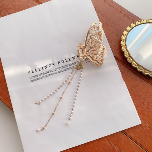 Butterfly Chain Alloy  Hair Catcher Clip Tassel Fairy Hairpin Girl Elegant Hair Catch hair clips