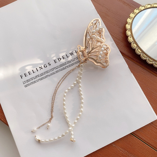 Butterfly Chain Alloy  Hair Catcher Clip Tassel Fairy Hairpin Girl Elegant Hair Catch hair clips