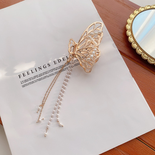 Butterfly Chain Alloy  Hair Catcher Clip Tassel Fairy Hairpin Girl Elegant Hair Catch hair clips