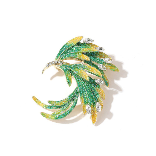 Retro Enamel Brooch Sweater Suit High-end Accessories Gradient Diamond Inlaid Elegant Phoenix Feather Corsage Brooch