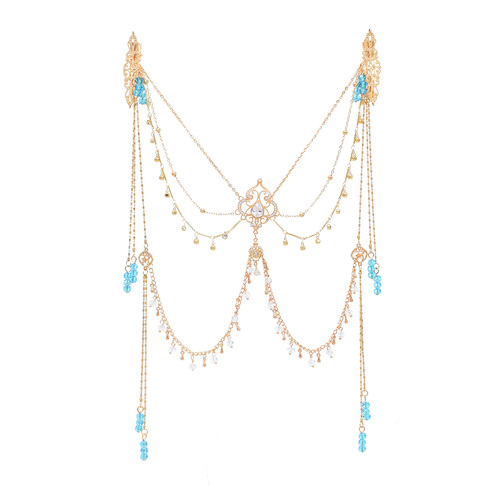 Copper Alloy Purple Crystal Beads Long Tassel Chinese Bridal Hair Accessories Zircon Headwear