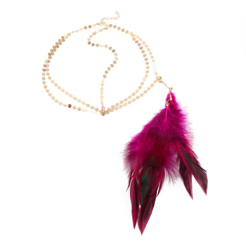 New women hair accessory headchain, European and American retro Bohemian Indian feather glitter hair chains