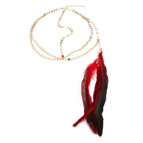 New women hair accessory headchain, European and American retro Bohemian Indian feather glitter hair chains