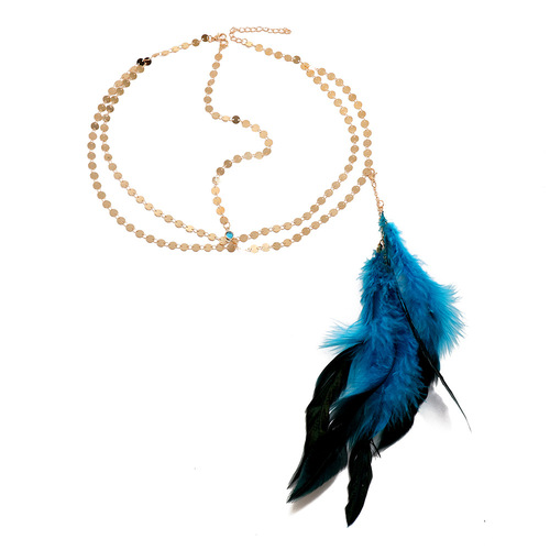 New women hair accessory headchain, European and American retro Bohemian Indian feather glitter hair chains
