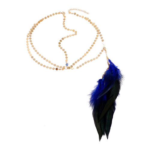 New women hair accessory headchain, European and American retro Bohemian Indian feather glitter hair chains