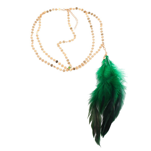 New women hair accessory headchain, European and American retro Bohemian Indian feather glitter hair chains