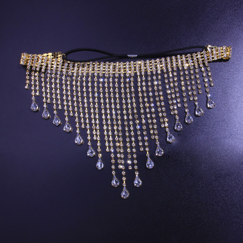 SHIHAN Tassel Head Chain rhinestone crystal colored oak water shape hair Wedding jewelry