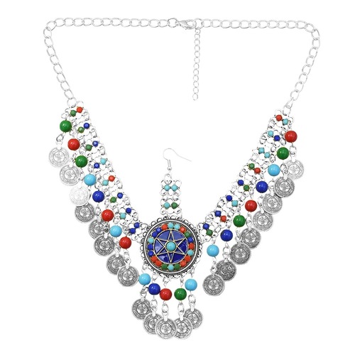 Women Colorful Beads Coin Tassel Belly Dance Head Chain Costume Gypsy  Tikka Costume Jewelry