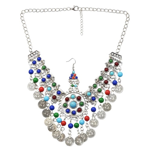 Women Colorful Beads Coin Tassel Belly Dance Head Chain Costume Gypsy  Tikka Costume Jewelry