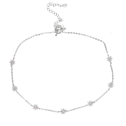 925 Sterling Silver prong cz flower charm Necklaces & Pendants with 3 color plated For Women Fashion sterling silver jew
