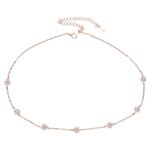 925 Sterling Silver prong cz flower charm Necklaces & Pendants with 3 color plated For Women Fashion sterling silver jew