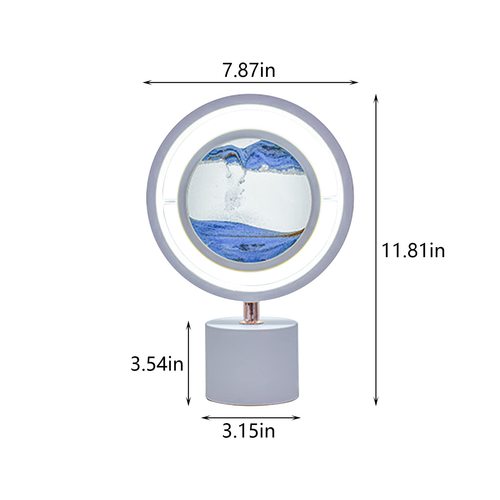 Colorful Crystal LED 3D Quicksand Hourglass Art Lamp USB Rechargeable, Remote Control Bedside Table Light