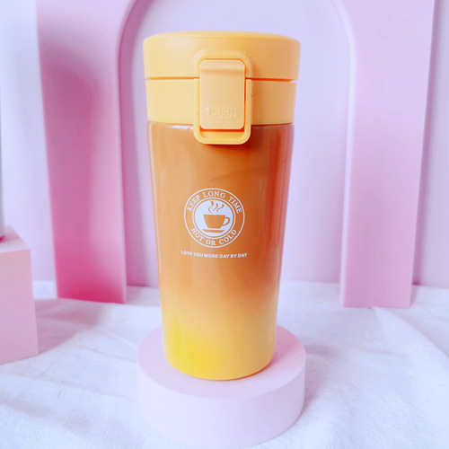 Colorful Gradient Double Wall Stainless Steel Thermos Tumbler Insulated Coffee Mug with Lid