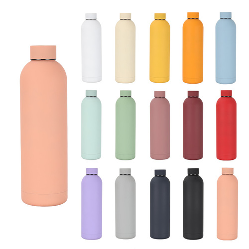 Eco Friendly 500ml Stainless Steel Vacuum Flask Recycled Water Bottle with Rubber Paint ﻿