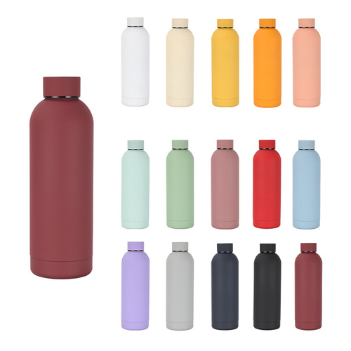 Eco Friendly 500ml Stainless Steel Vacuum Flask Recycled Water Bottle with Rubber Paint ﻿