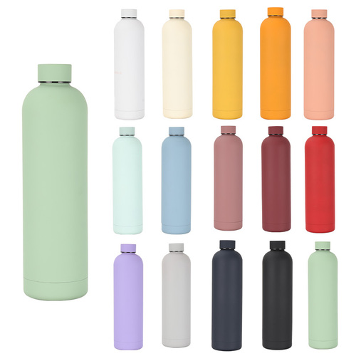 Eco Friendly 500ml Stainless Steel Vacuum Flask Recycled Water Bottle with Rubber Paint ﻿