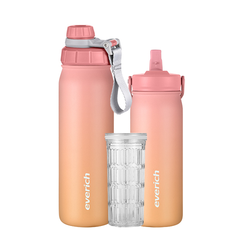 Stainless Steel Vacuum Insulated Water Bottle with Straw Lid Reusable, Leakproof, BPA Free Metal Flask