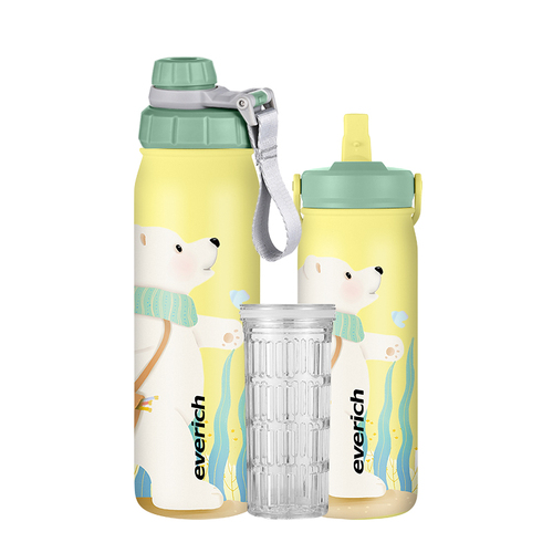 Stainless Steel Vacuum Insulated Water Bottle with Straw Lid Reusable, Leakproof, BPA Free Metal Flask