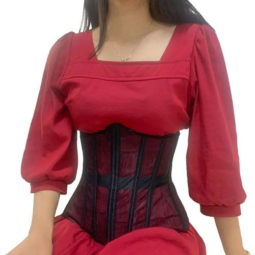 Trendy Lace Up Mesh Faja Corset Hourglass Body Shaper with Tie Dye Latex for Women