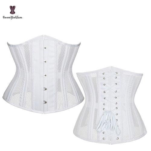 White Wedding Girdle Corset with 26 Bones Plus Size Bustier for Curvy Women