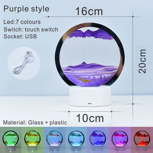 7 Color Touch Activated QuickSand Lamp Artistic Sand Painting Hourglass Table Light, Unique Decor Gift
