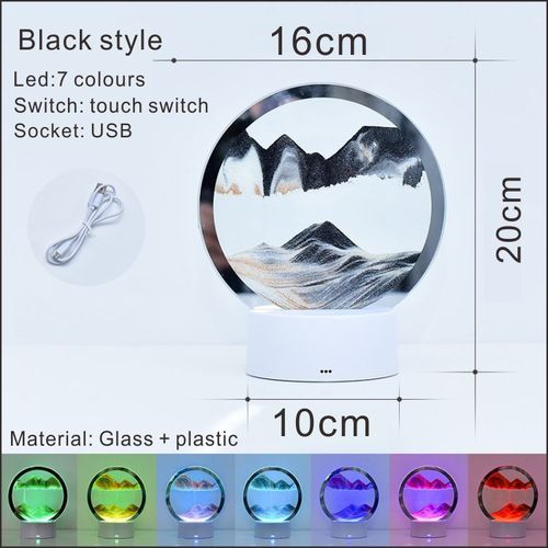 7 Color Touch Activated QuickSand Lamp Artistic Sand Painting Hourglass Table Light, Unique Decor Gift