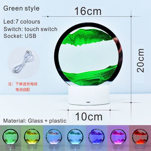 7 Color Touch Activated QuickSand Lamp Artistic Sand Painting Hourglass Table Light, Unique Decor Gift