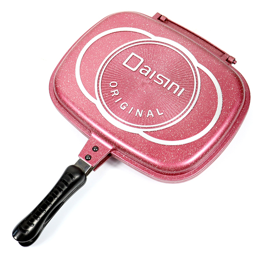 Kitchen 32cm Marble Coating Cast Aluminum Non sticker Double Sided Cooking Grill Frying pan