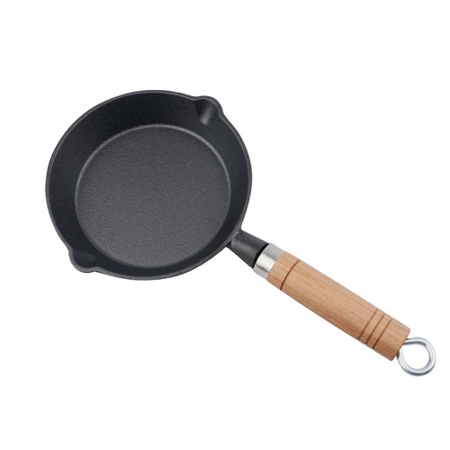 Amazon hot sale No stick cast iron fry pan cast iron cookware cooking skillet with wooden handle