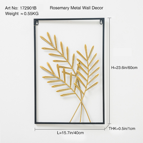 Dropshipping Interior 3d Luxury Hanging Gold Leaves Home Art Framed Metal Wall Decor for Living Room