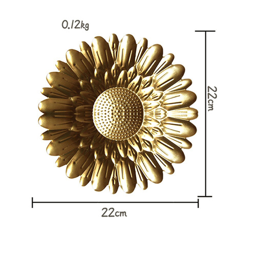 Luxury Gold Round Iron Wall-mounted Flower Home Decor Accessories Sofa Background Decoration Metal Wall Art Home Decor W