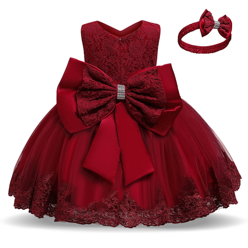 Toddler Baby Girl Dress Big Bow Baptism Dress for Girls First Year Birthday Party Wedding Dress Baby Clothes Tutu Fluffy