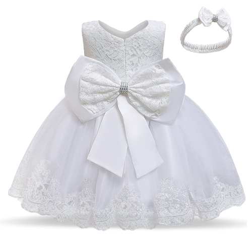 Toddler Baby Girl Dress Big Bow Baptism Dress for Girls First Year Birthday Party Wedding Dress Baby Clothes Tutu Fluffy