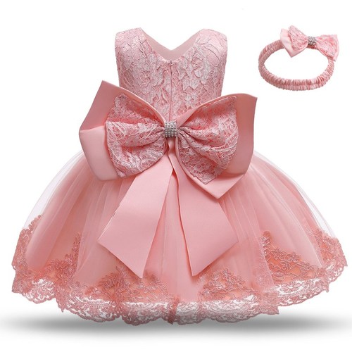 Toddler Baby Girl Dress Big Bow Baptism Dress for Girls First Year Birthday Party Wedding Dress Baby Clothes Tutu Fluffy