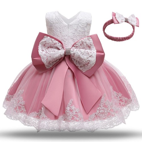 Toddler Baby Girl Dress Big Bow Baptism Dress for Girls First Year Birthday Party Wedding Dress Baby Clothes Tutu Fluffy