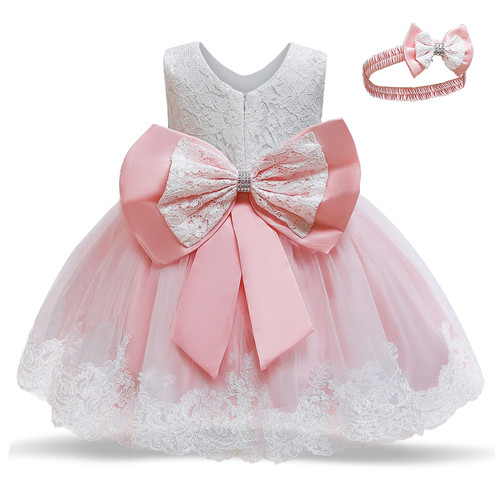 Toddler Baby Girl Dress Big Bow Baptism Dress for Girls First Year Birthday Party Wedding Dress Baby Clothes Tutu Fluffy